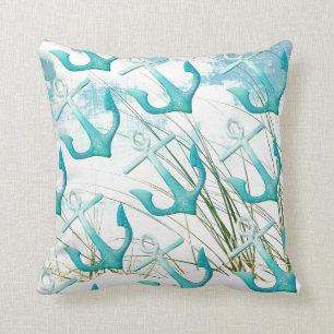 Nautical Anchors Beach Ocean Coastal Pillow