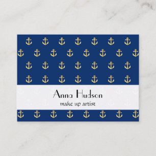 Nautical Anchors (Boat Anchors) - Blue Gold Business Card