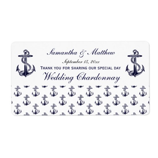 Nautical Anchors Pattern Wine Label Shipping Label