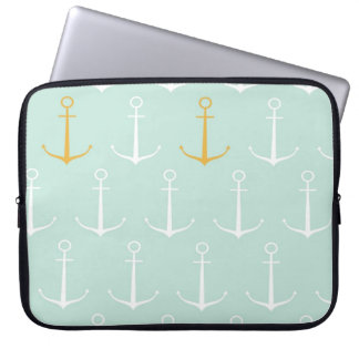 Nautical anchors preppy girly blue anchor pattern laptop sleeve