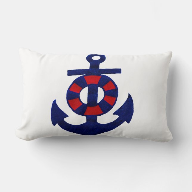 Nautical Anchors Welcome to our Beach House Lumbar Pillow (Front)