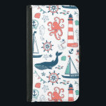 Nautical Animals And Symbols Pattern Samsung Galaxy S5 Wallet Case<br><div class="desc">Cute nautical assorted animals and nautical symbols simple illustration over customizable white background colour.</div>