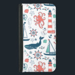 Nautical Animals And Symbols Pattern Samsung Galaxy S5 Wallet Case<br><div class="desc">Cute nautical assorted animals and nautical symbols simple illustration over customizable white background colour.</div>
