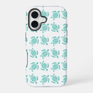 Nautical Aqua Blue Sea Turtle Pattern  iPhone 16 Case