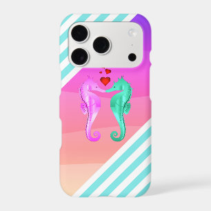 Nautical aqua/pink/seahorses kissing hearts uncom