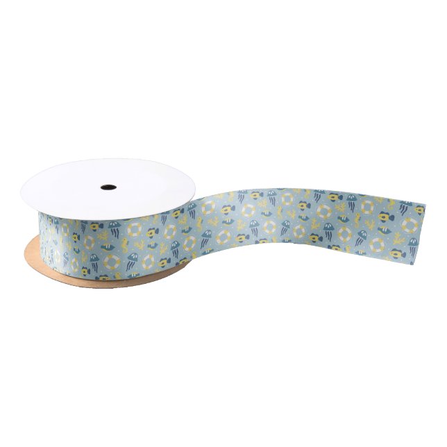 Nautical Aquatic Design Satin Ribbon (Spool)