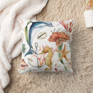 Nautical Aquatic Life Pattern / Throw Pillow