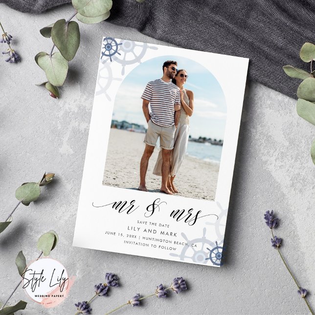 Nautical Arch Photo Elegant Wedding Save The Date (Creator Uploaded)