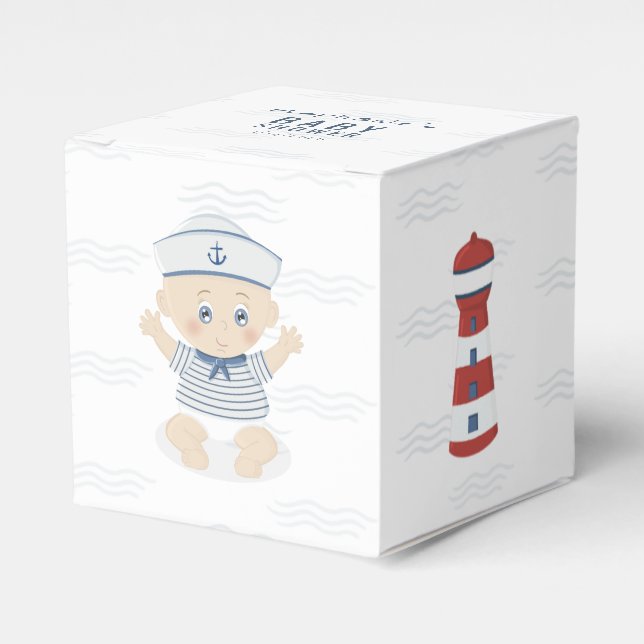 Nautical Baby Boy Baby Shower Favor Box (Front Side)