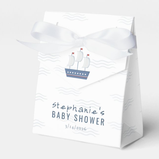 Nautical Baby Boy Baby Shower  Favor Box (Front Side)