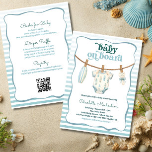 Nautical Baby on Board All-in-One Baby Shower Invitation