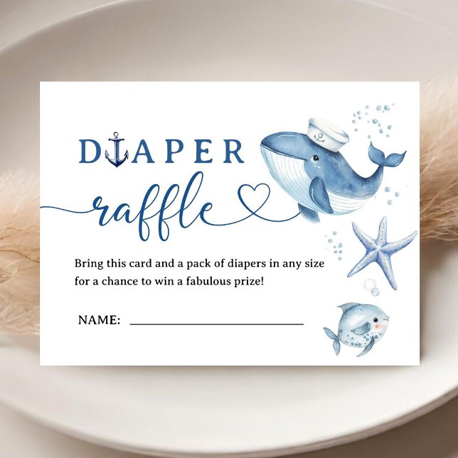 Nautical Baby Shower Boy Sailor Blue Diaper Raffle Enclosure Card (Creator Uploaded)