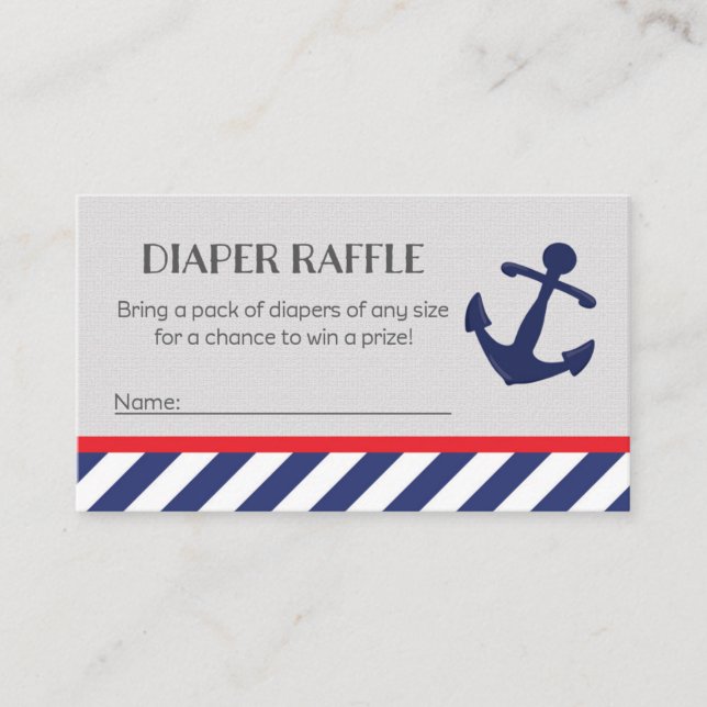 Nautical Baby Shower Diaper Raffle Tickets Enclosure Card (Front)