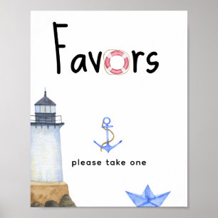 Nautical baby shower - favours, please take one poster