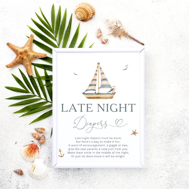 Nautical Baby Shower Game Late Night Diapers Poster (Creator Uploaded)