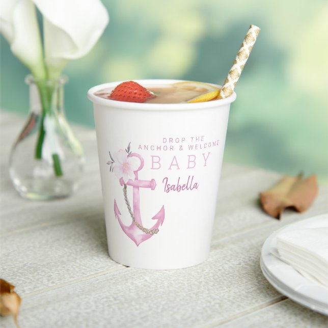 Nautical Baby Shower Paper Cups | Watercolor Ancho (Insitu)