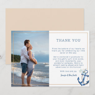 Nautical Baby Shower Photo Thank You Card   Waterc