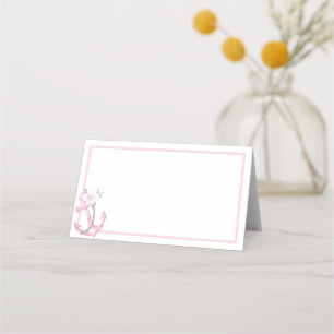 Nautical Baby Shower Place Card   Pink Watercolor 