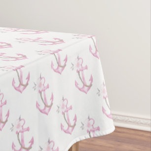 Nautical Baby Shower Tablecloth   Pink Floral Anch