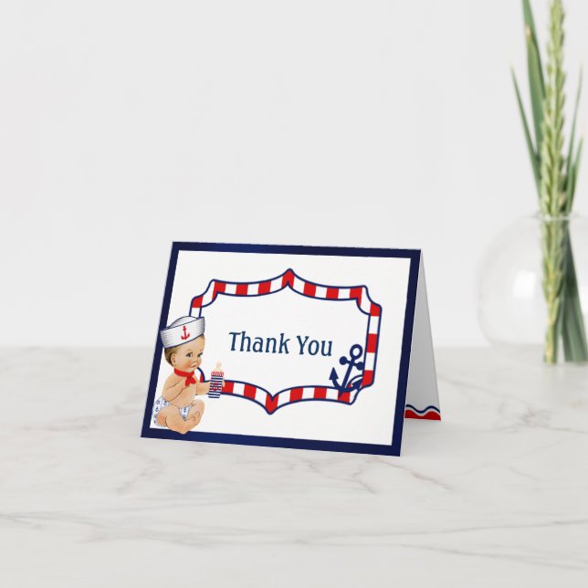 Nautical Baby Shower Thank You Card (Front)