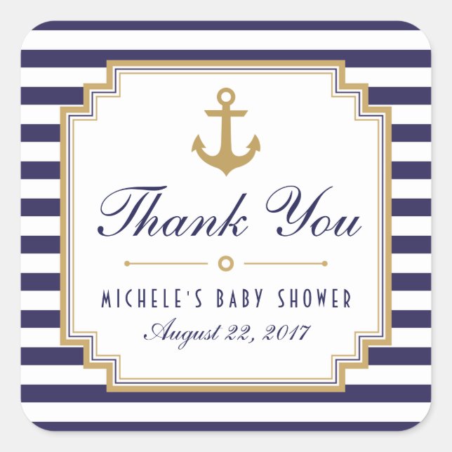 Nautical Baby Shower Thank You Favours Stickers (Front)