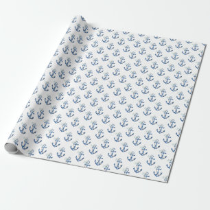 Nautical Baby Shower Wrapping Paper   Blue Floral 