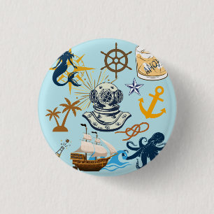 Nautical Bachelor Party 1 Inch Round Button