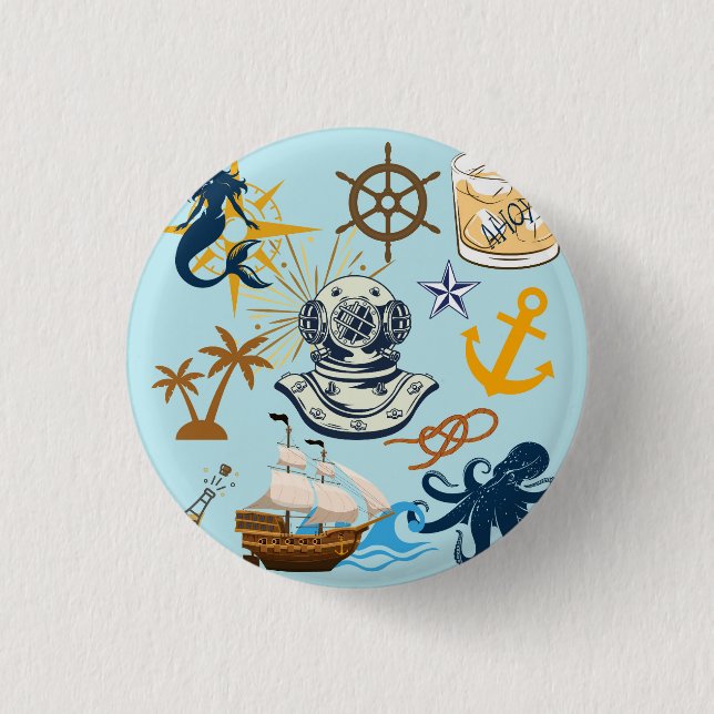  Nautical Bachelor Party 1 Inch Round Button (Front)