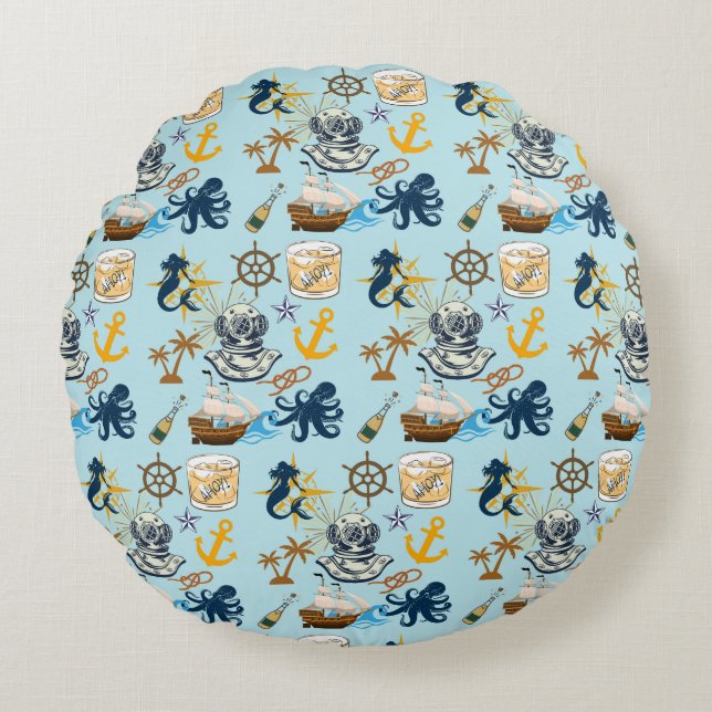  Nautical Bachelor Party Round Pillow (Front)