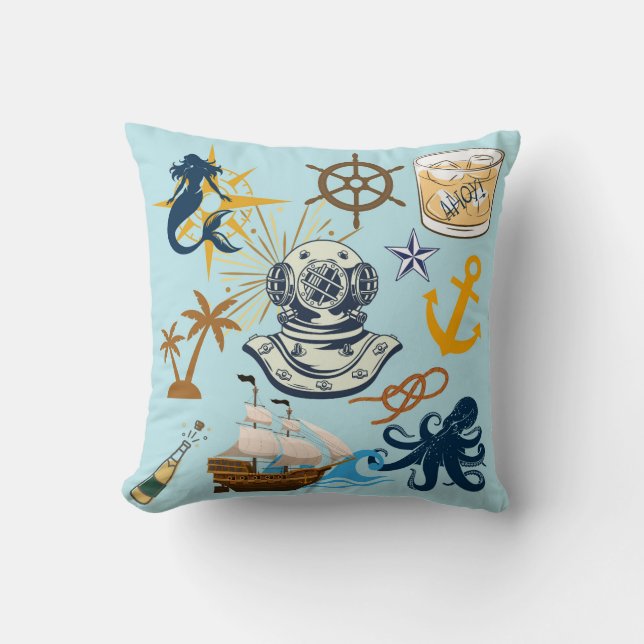  Nautical Bachelor Party Throw Pillow (Front)