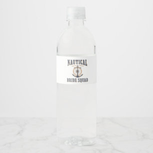 nautical bachelorette party bride squad water bottle label