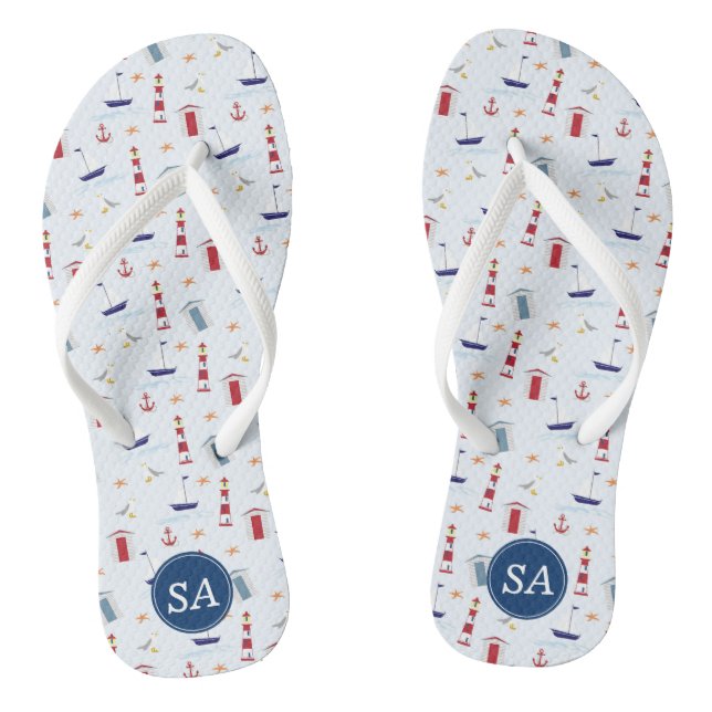 Nautical Back to School & Dorm Essentials Flip Flops (Footbed)
