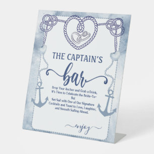 Nautical Bar Bridal Shower Anchor Watercolor  Pedestal Sign