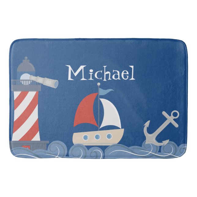 Nautical Bath Mat Personalized (Front)