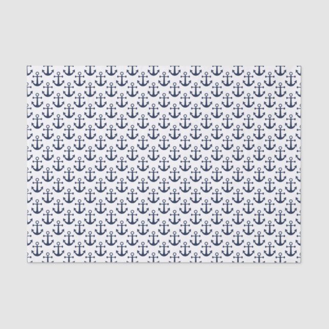 Nautical Beach Anchors Navy Blue White Sailing Tissue Paper (Front)