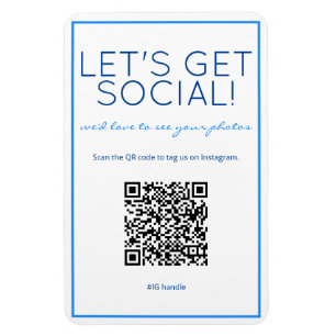 Nautical Beach Bleu QR Code Social Media Magnet