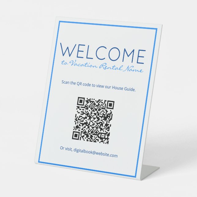 Nautical Beach Blue Digital QR Code Welcome Sign  (Front)