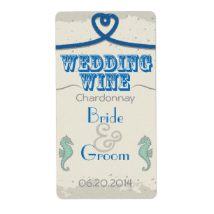 Nautical Beach Blue Heart Knot Vin Mariage