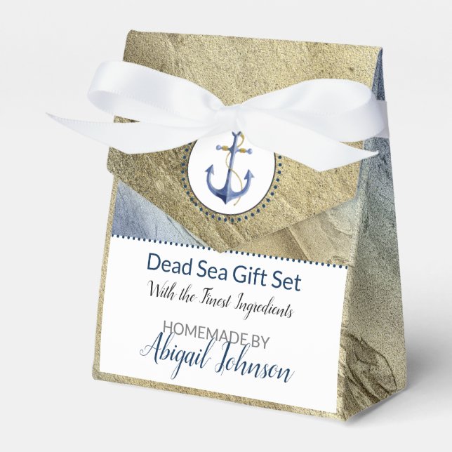 Nautical Beach Blue & Sand Gift Set Packaging Favor Box (Front Side)