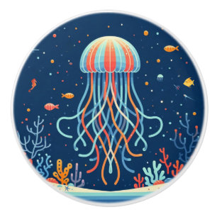 nautical/beach/coastal jellyfish ceramic knob