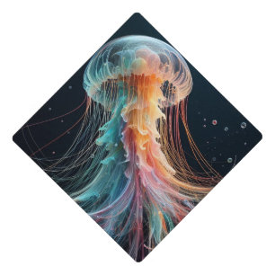 nautical/beach/coastal jellyfish graduation cap topper