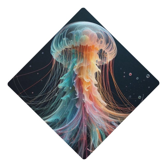nautical/beach/coastal jellyfish  graduation cap topper (Front)