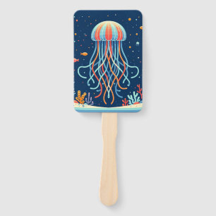 nautical/beach/coastal jellyfish hand fan