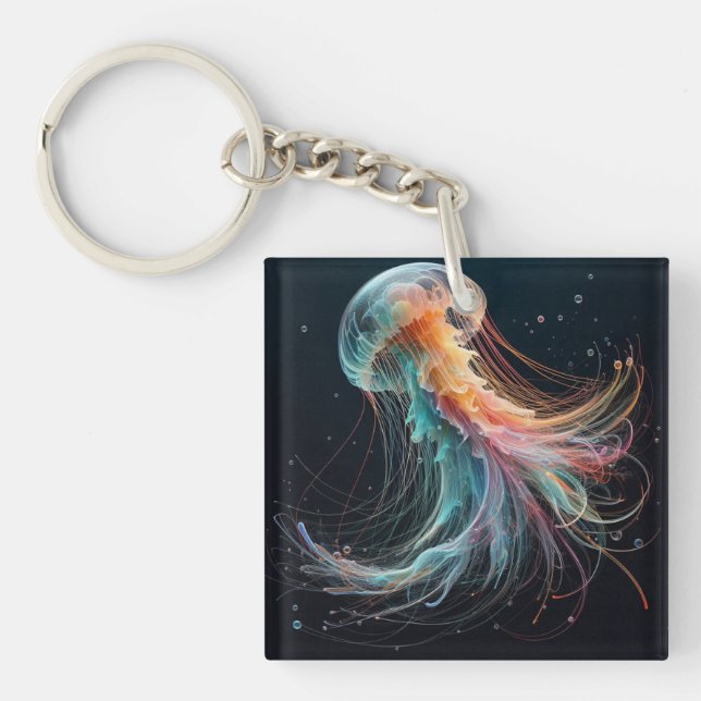nautical/beach/coastal jellyfish  keychain (Front)