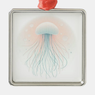 nautical/beach/coastal jellyfish metal ornament