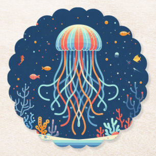 nautical/beach/coastal jellyfish paper coaster