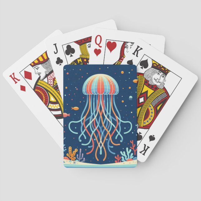 nautical/beach/coastal jellyfish playing cards (Back)