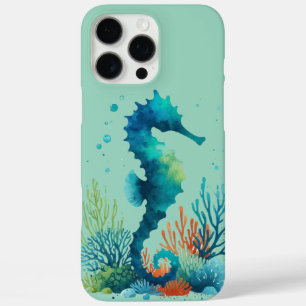 nautical/beach/coastal seahorse art iPhone 16 pro max case