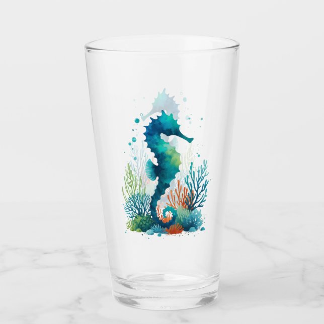 nautical/beach/coastal seahorse art glass (Front)