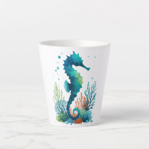 nautical/beach/coastal seahorse art latte mug